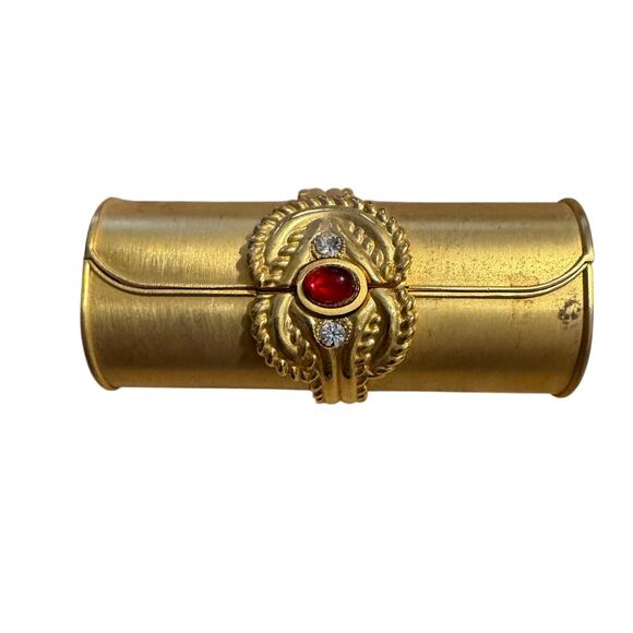 Vtg Princess Marcella Borghese mirrored lipstick compact w cabochon & crystal - Picture 1 of 7